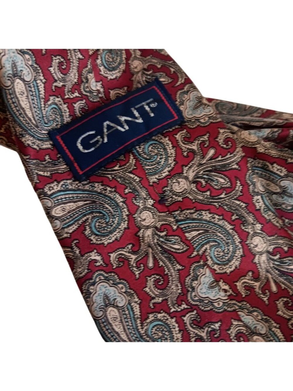 Vintage Necktie Gant Mens Paisley Silk Tie Red & Blue Elegant Design